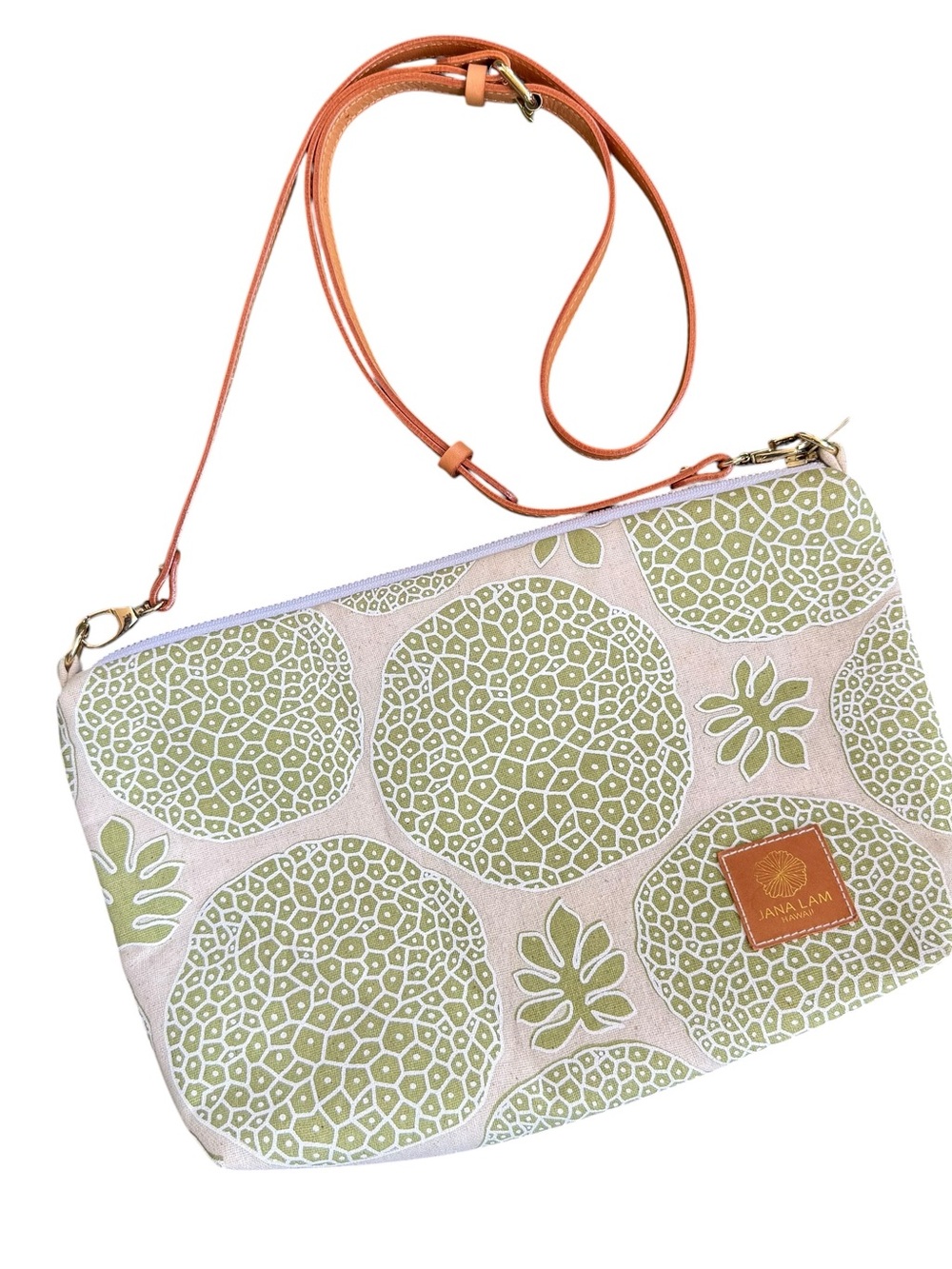 Jana Lam Green Crossbody Bag with Leather Strap